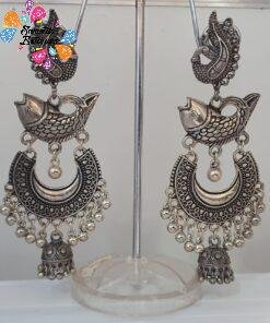 Peacock and Fish Designer Oxidised Silver Earring Peacock and Fish Designer Oxidised Silver Earring