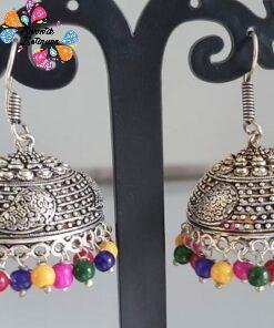 Leaf Designer Oxidised Silver Jhumkas
