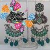 Floral Designer Green Perl Oxidised Silver Earring Floral Designer Green Perl Oxidised Silver Earring