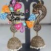 Floral Designer White Perl Oxidised Gold Jhumkas Floral Designer White Perl Oxidised Gold Jhumkas