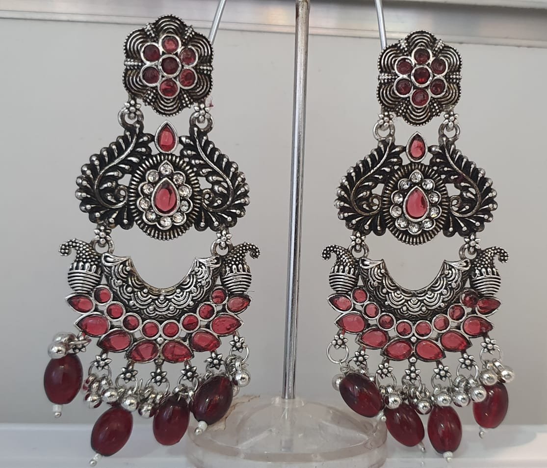 Floral Designer Brown Perl Oxidised Silver Earring Floral Designer Brown Perl Oxidised Silver Earring