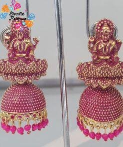 Lakshmi Designer Pink Oxidised Gold Jhumkas