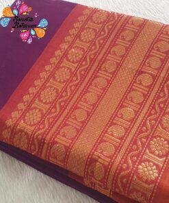 Magenta and Orange Chettinad Cotton Saree Magenta and Orange Chettinad Cotton Saree