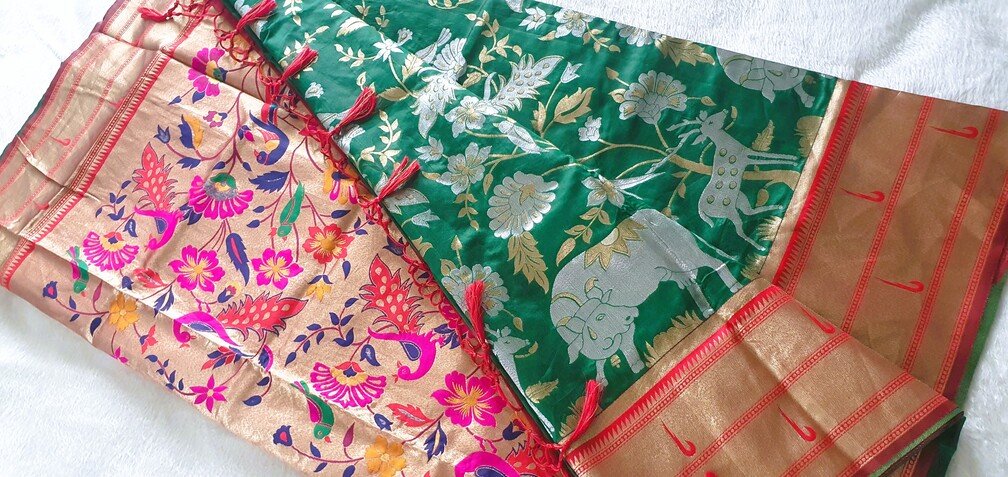 Green and Silver Vanasingaram Fancy Silk Saree - Image 3