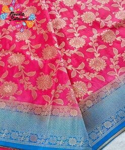 Light Pink and Sky Blue Banarasi Silk Saree Light Pink and Sky Blue Banarasi Silk Saree