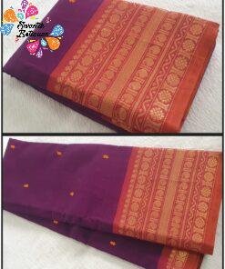 Magenta and Orange Chettinad Cotton Saree
