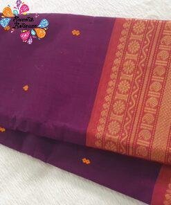 Magenta and Orange Chettinad Cotton Saree Magenta and Orange Chettinad Cotton Saree