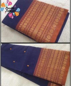 Navy blue and Orange Chettinad Cotton Saree