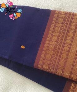 Navy blue and Orange Chettinad Cotton Saree Navy blue and Orange Chettinad Cotton Saree