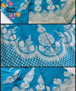 Peacock Green and Gold Dola Silk Saree