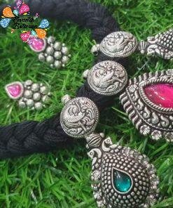 Peacock Designer Oxidised Silver Necklace