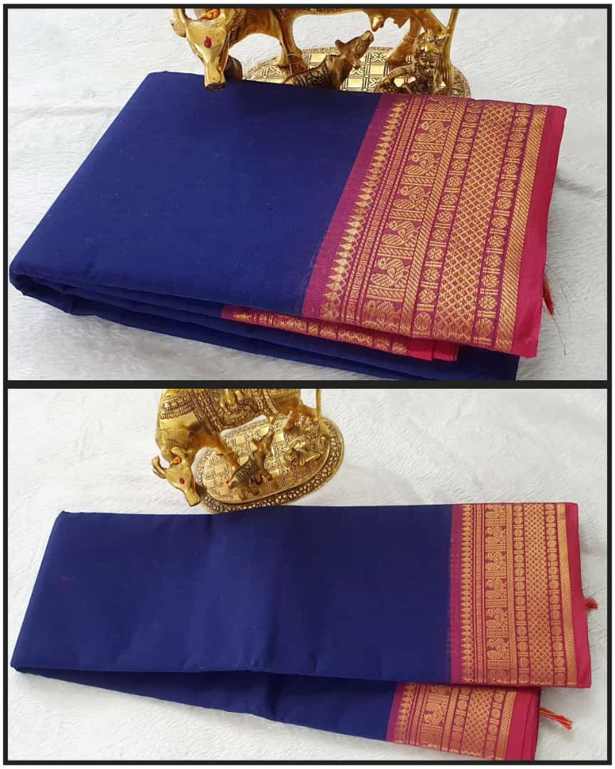 Blue and Pink Chettinad Cotton Saree