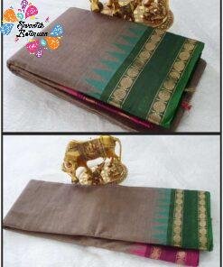 Greay and Magenta and Green Chettinad Cotton Saree