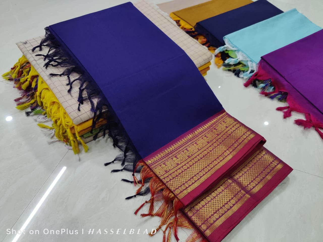 Blue and Pink Chettinad Cotton Saree - Image 3