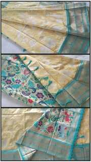 Yellow and Silver Vanasingaram Fancy Silk Saree - Image 7