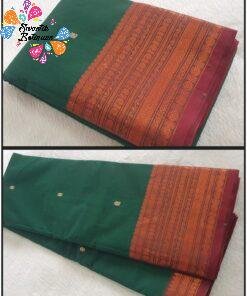 Dark Green and Magenta Chettinad Cotton Saree
