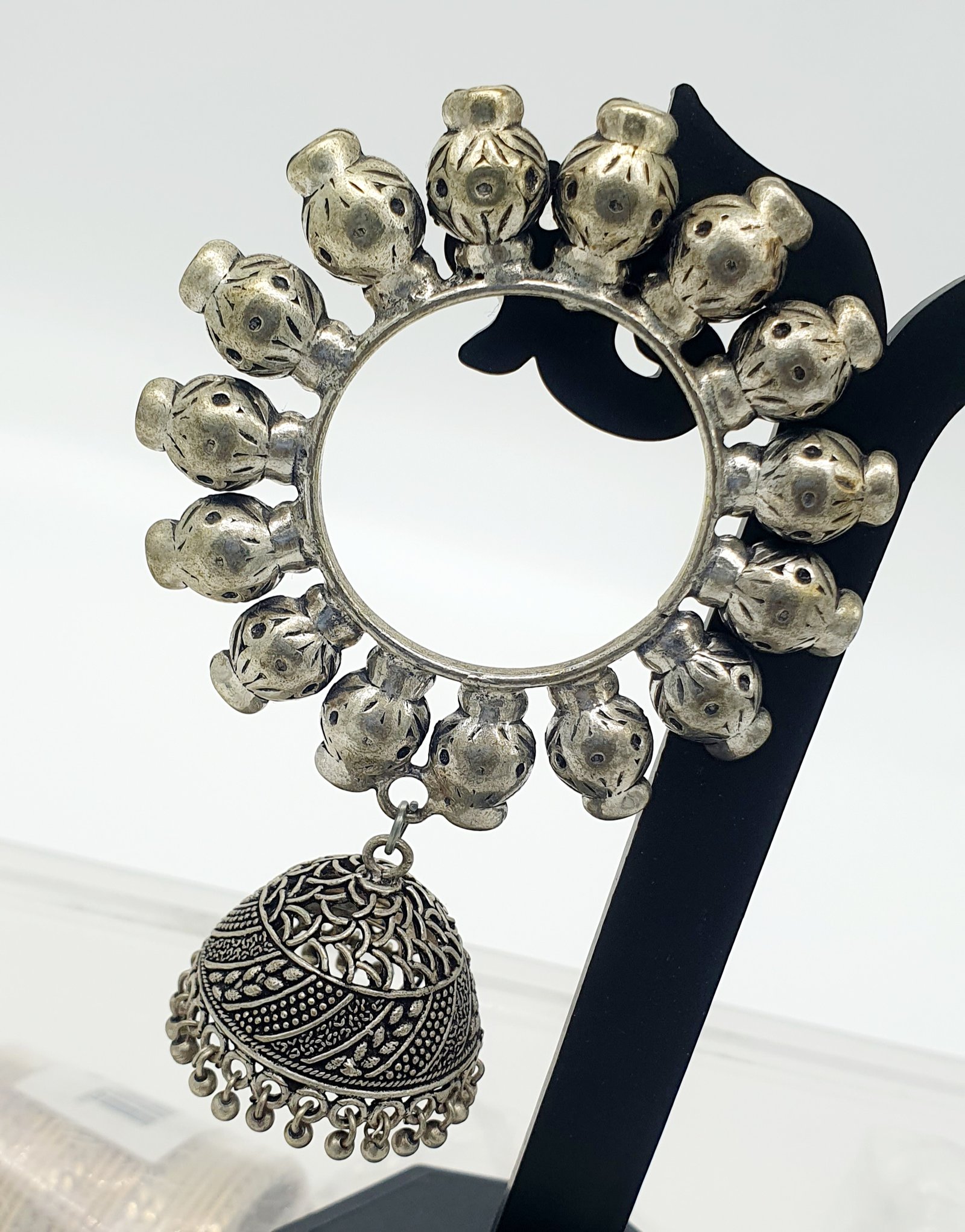Oxidised Silver Jhumkha