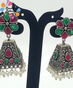 Oxidised Silver Jhumkha