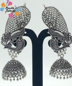 Oxidised Silver Jhumkhas