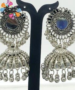 Oxidised Silver Jhumkhas