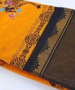 Yellow and Black Peacock Designer Sungudi Saree