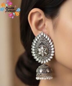 Oxidised Silver Jhumkha