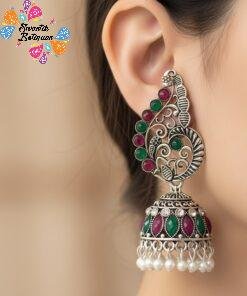 Oxidised Silver Jhumkha