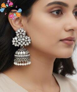 Oxidised Silver Jhumkha