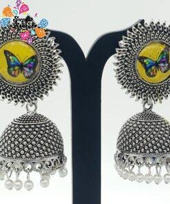 Alternative view of Oxidised Silver Jhumkha