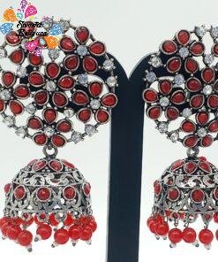 Alternative view of Oxidised Silver Jhumkha