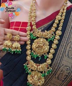 Lakshmi Designer Green Pearl Matte Finished Semi Bridal Combo Set