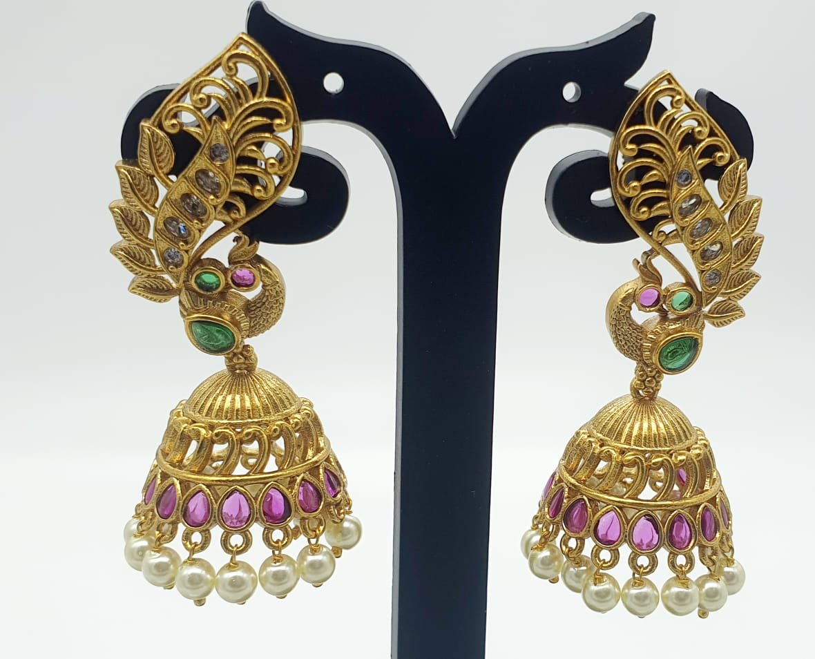 Peacock Designer Matte Finished Jhumka Peacock Designer Matte Finished Jhumka