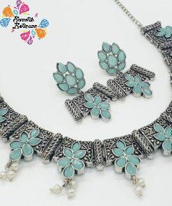 Flower Designer Oxidised Necklace