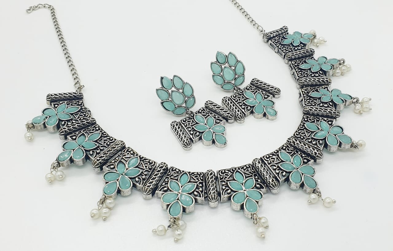 Flower Designer Oxidised Necklace Flower Designer Oxidised Necklace