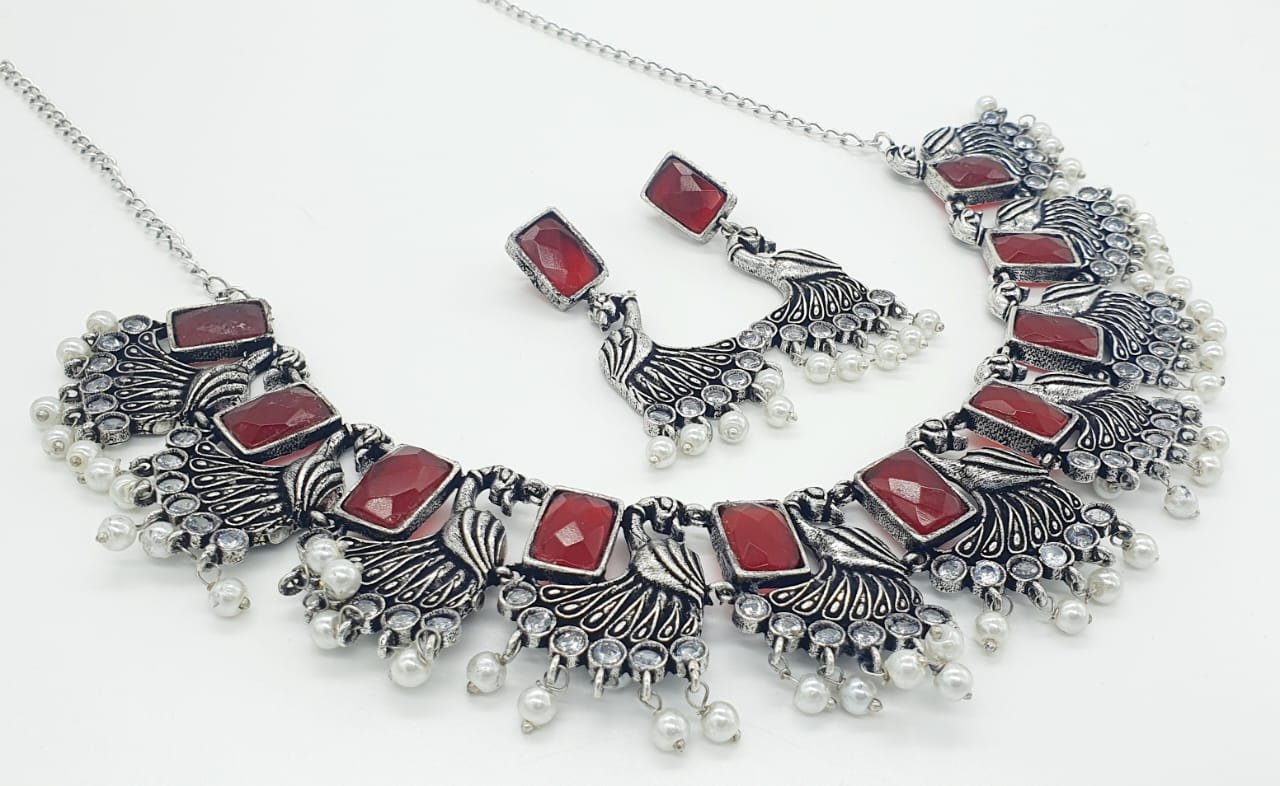 Peacock Designer Oxidised Necklace Peacock Designer Oxidised Necklace