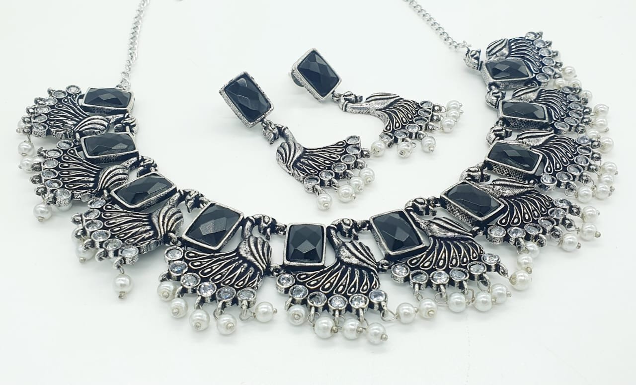 Peacock Designer Oxidised Necklace
