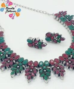 Flower Designer Oxidised Necklace