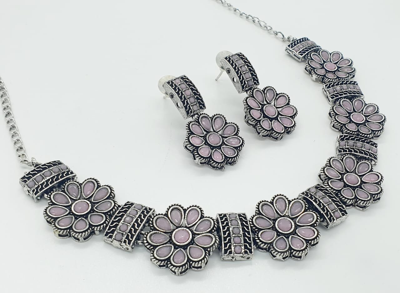 Flower Designer Oxidised Necklace Flower Designer Oxidised Necklace