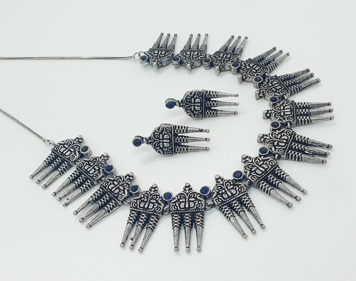 Blue Designer Oxidised Necklace Blue Designer Oxidised Necklace