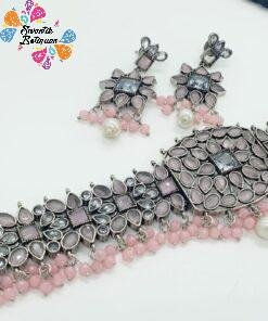 Flower Designer Oxidised Chocker Necklace