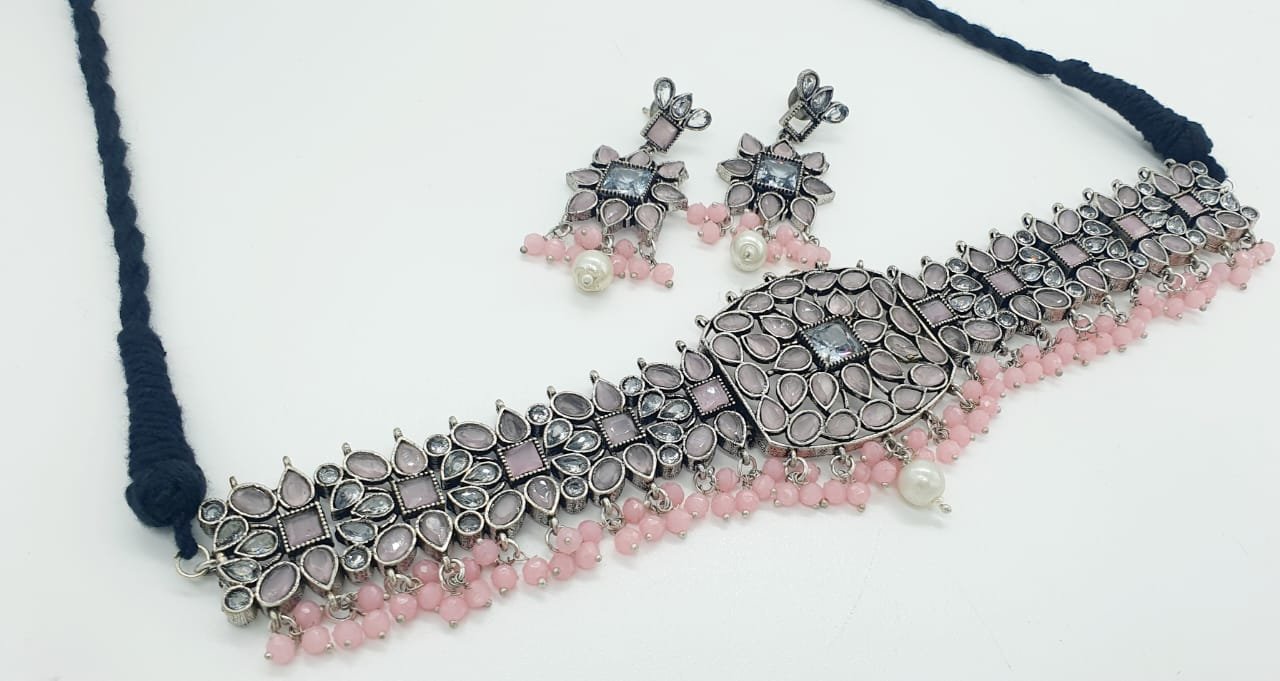 Flower Designer Oxidised Chocker Necklace Flower Designer Oxidised Chocker Necklace