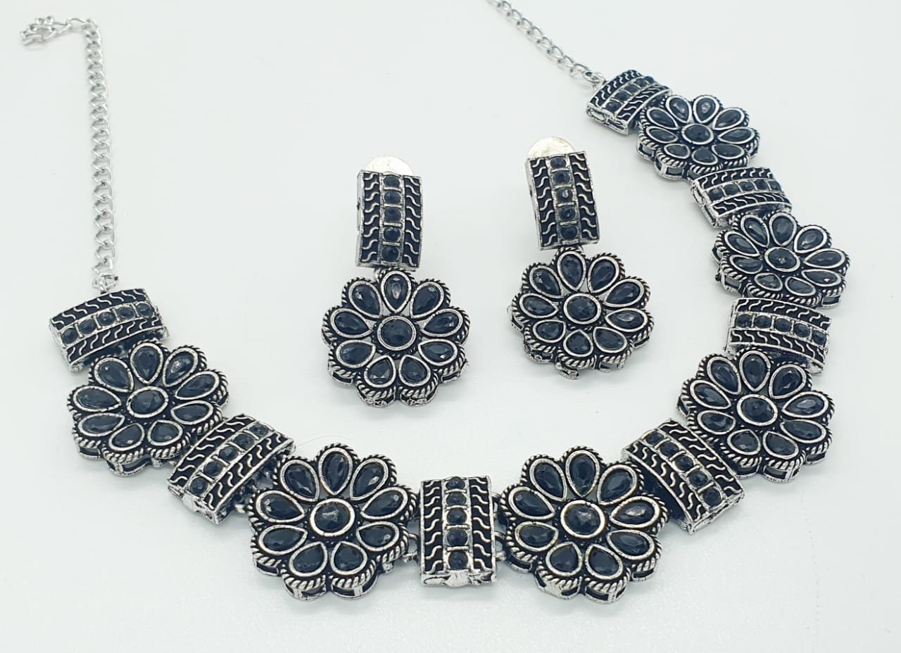 Flower Designer Oxidised Necklace Flower Designer Oxidised Necklace