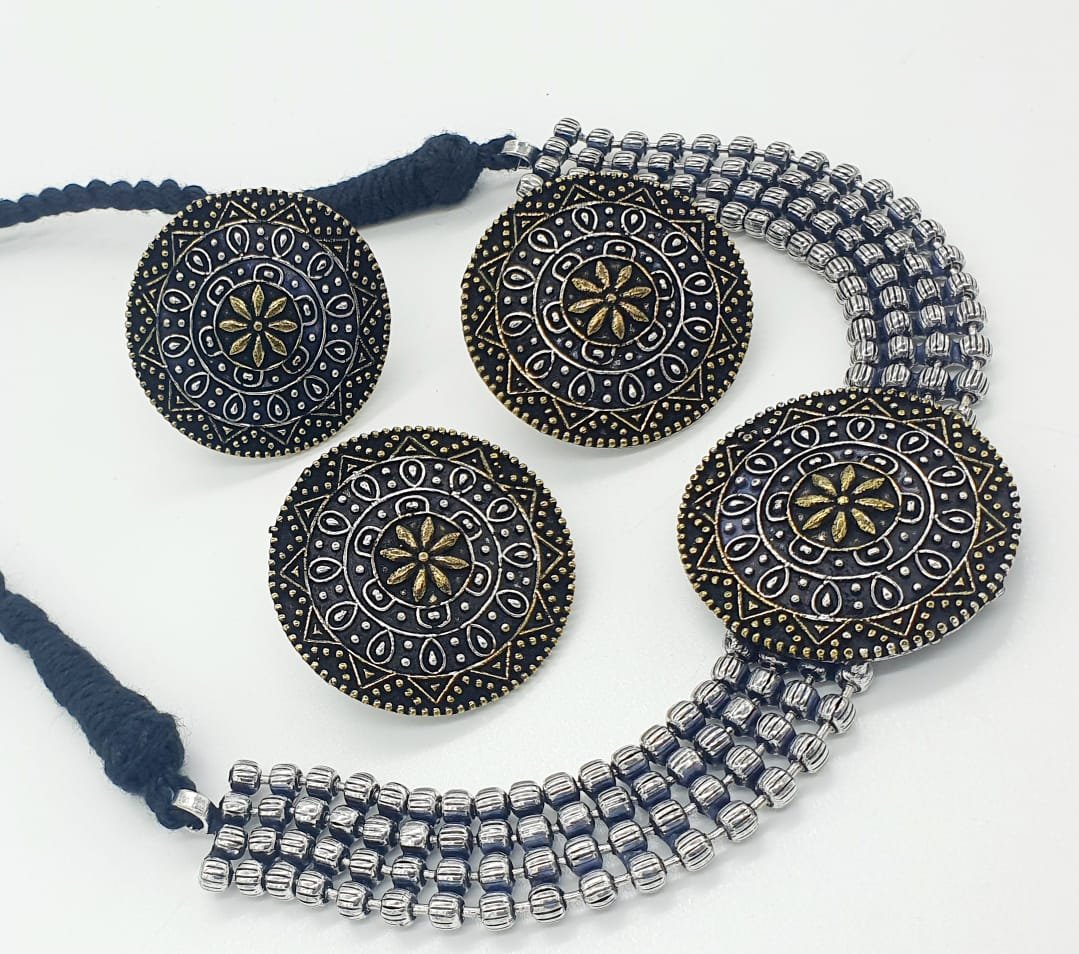 Flower Designer Oxidised Chocker Necklace Flower Designer Oxidised Chocker Necklace