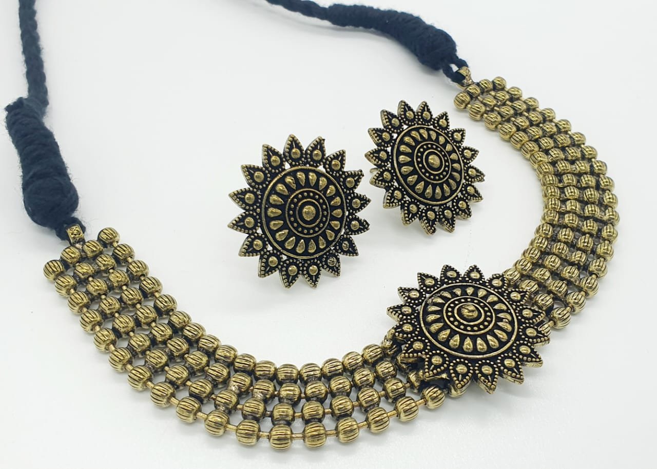 Flower Designer Oxidised Necklace Flower Designer Oxidised Necklace - Image 2