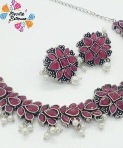 Flower Designer Oxidised Necklace Flower Designer Oxidised Necklace