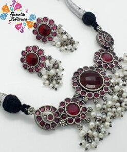 Marron Designer Oxidised Chocker Necklace