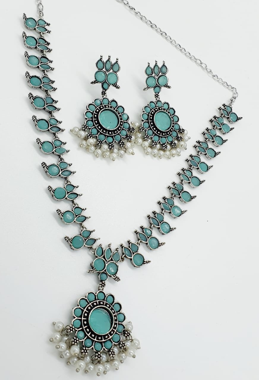 Flower Designer Oxidised Necklace Flower Designer Oxidised Necklace - Image 2