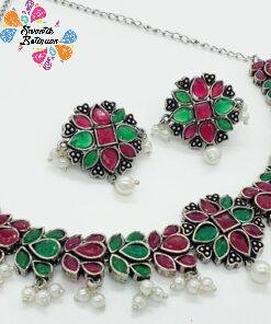 Flower Designer Oxidised Necklace Flower Designer Oxidised Necklace