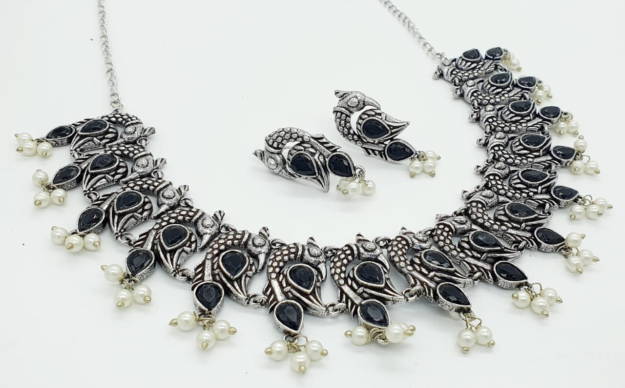 Peacock Designer Oxidised Necklace Peacock Designer Oxidised Necklace
