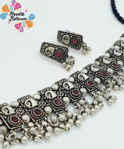 Peacock Designer Oxidised Chocker Necklace